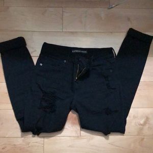 Express black distressed legging